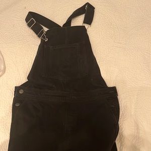 Black denim overalls
